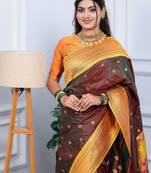 brown art silk woven art-silk-sarees