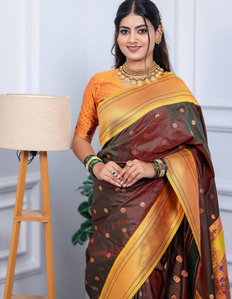 brown art silk woven art-silk-sarees