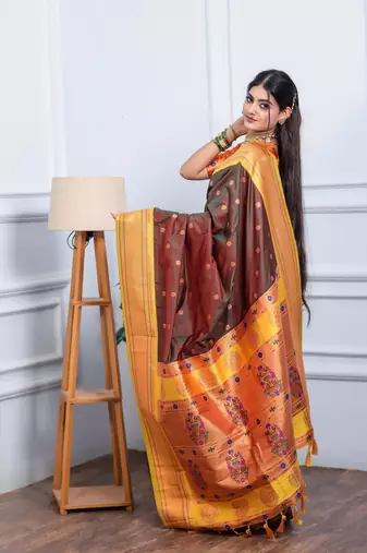 brown art silk woven art-silk-sarees