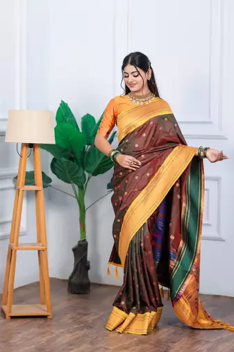 brown art silk woven art-silk-sarees