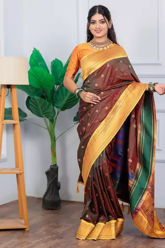 brown art silk woven art-silk-sarees