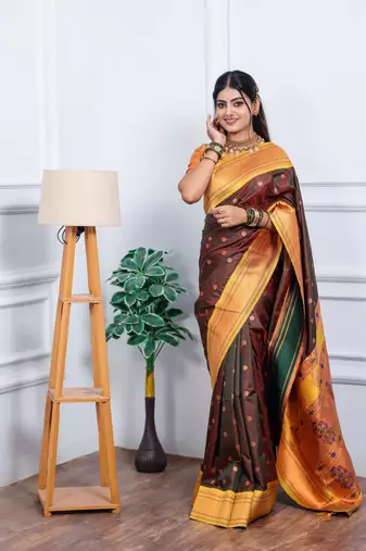 brown art silk woven art-silk-sarees