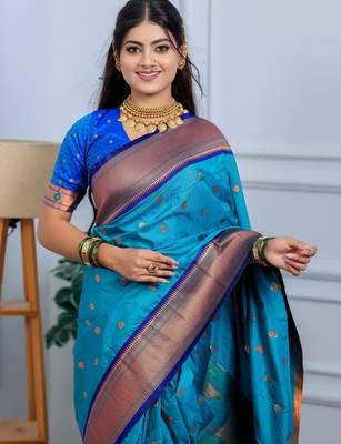 sea green art silk woven art-silk-sarees 3