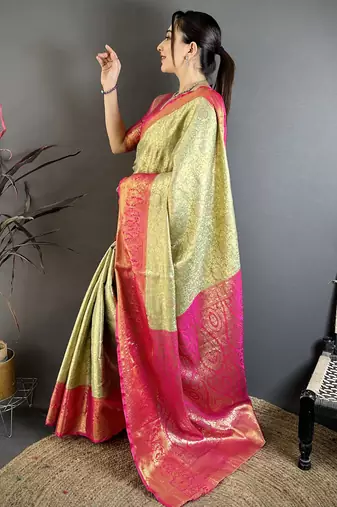 rama green art silk woven art-silk-sarees