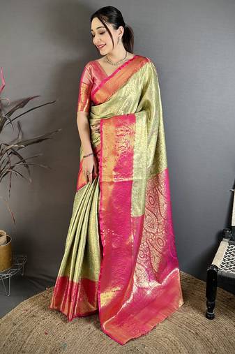 rama green art silk woven art-silk-sarees
