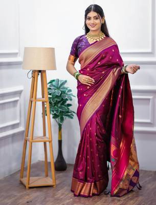 rani pink art silk woven art-silk-sarees 1