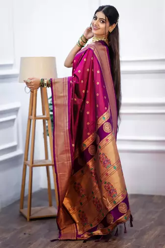 rani pink art silk woven art-silk-sarees