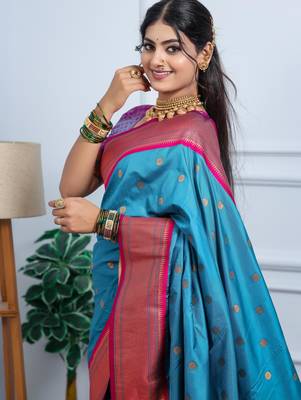 sea green art silk woven art-silk-sarees 3