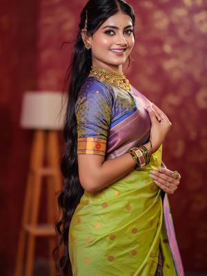 parrot green art silk woven art-silk-sarees 1