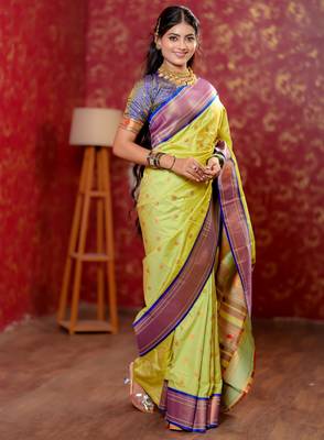 parrot green art silk woven art-silk-sarees 2