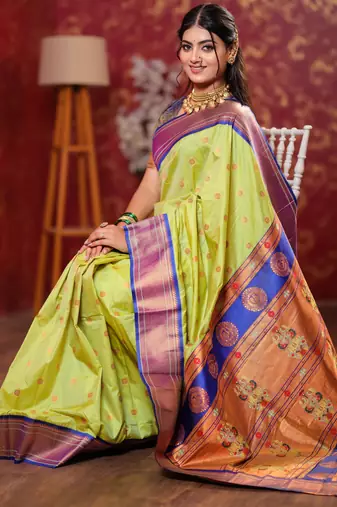 parrot green art silk woven art-silk-sarees