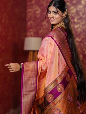peach art silk woven art-silk-sarees 3