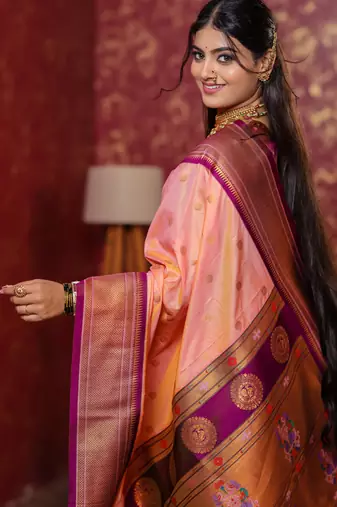 peach art silk woven art-silk-sarees