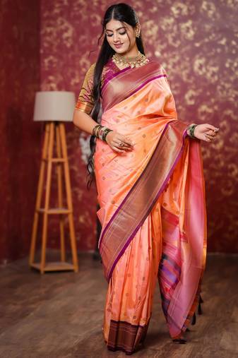 peach art silk woven art-silk-sarees