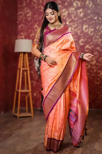 peach art silk woven art-silk-sarees