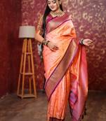 peach art silk woven art-silk-sarees