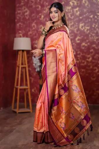 peach art silk woven art-silk-sarees