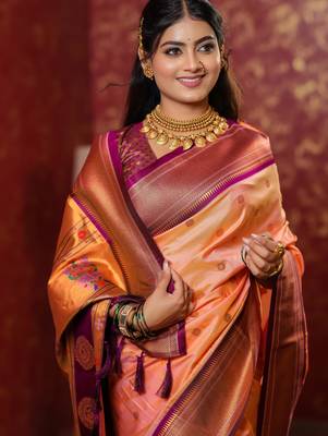 peach art silk woven art-silk-sarees 5