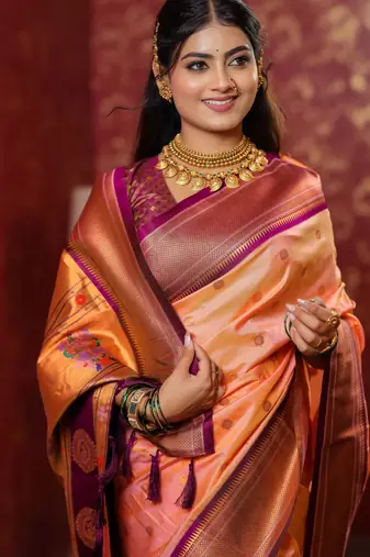 peach art silk woven art-silk-sarees