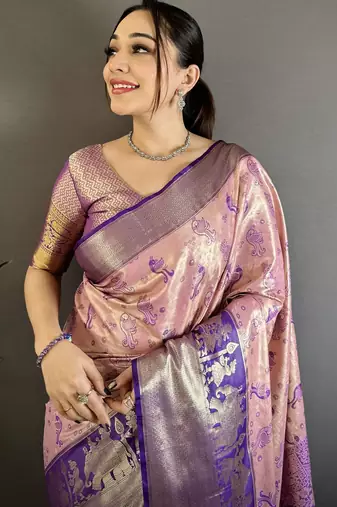 light baby pink art silk woven art-silk-sarees