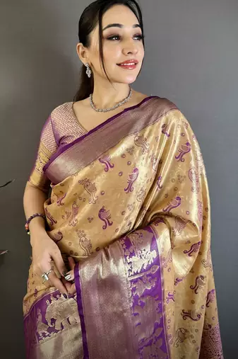 golden art silk woven art-silk-sarees