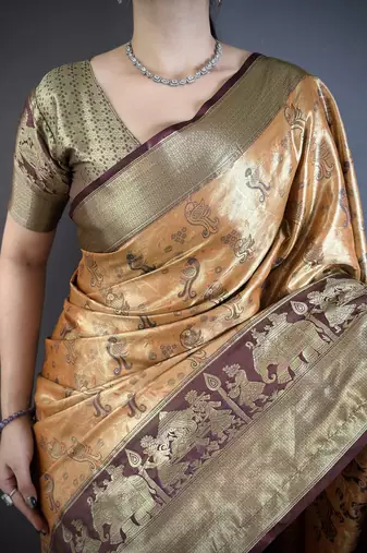 peach art silk woven art-silk-sarees