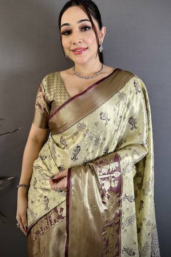 mehendi art silk woven art-silk-sarees