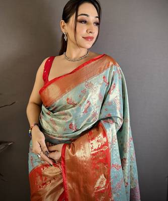light sky blue art silk woven art-silk-sarees 1