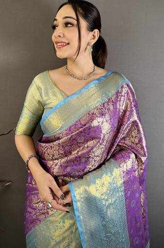 purple art silk woven art-silk-sarees