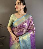purple art silk woven art-silk-sarees