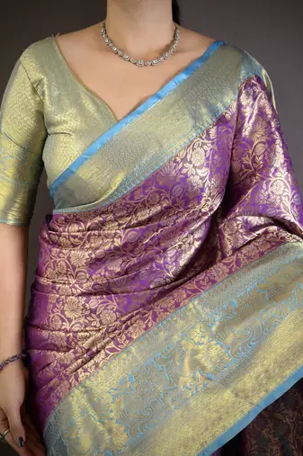 purple art silk woven art-silk-sarees