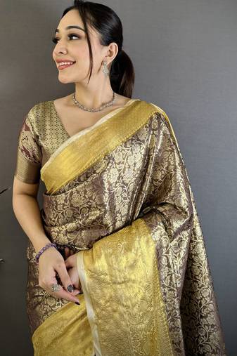 brown art silk woven art-silk-sarees