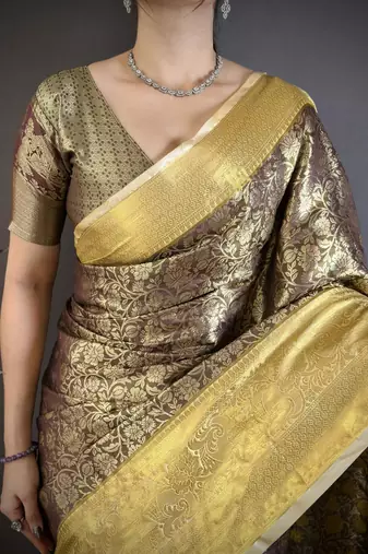 brown art silk woven art-silk-sarees
