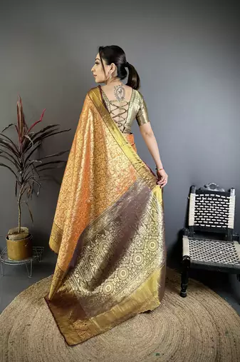 orange art silk woven art-silk-sarees