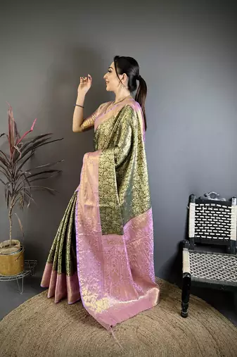 green art silk woven art-silk-sarees
