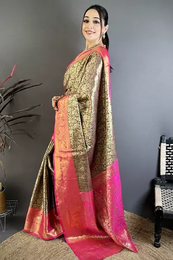 dark brown art silk woven art-silk-sarees