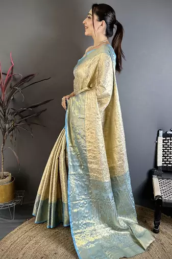 light golden art silk woven art-silk-sarees