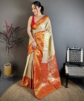 light golden art silk woven art-silk-sarees 1