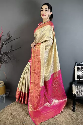 light golden art silk woven art-silk-sarees