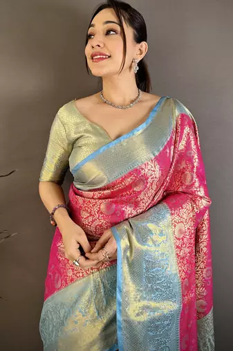 pink art silk woven art-silk-sarees