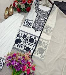White and black ethnic suit set