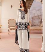 White and black ethnic suit set