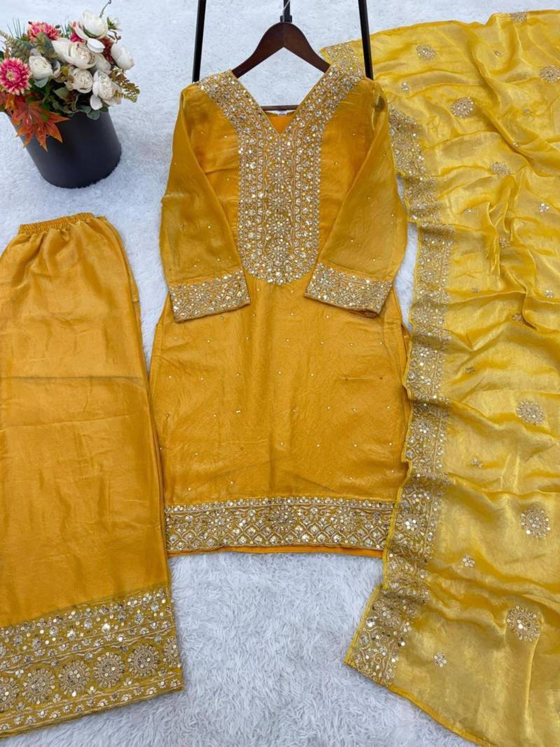 Yellow festive suit set