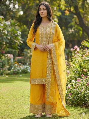 Yellow festive suit set 1