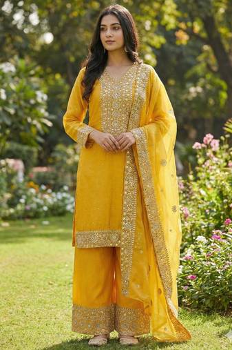 Yellow festive suit set