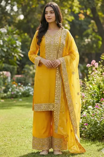Yellow festive suit set
