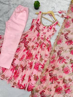 Pink floral printed suit set 2