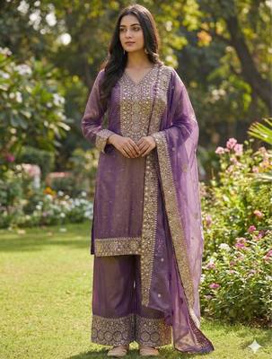 Lavender ethnic suit set 1