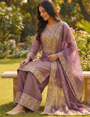 Lavender ethnic suit set 4