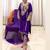 Deep purple heavy embroidered suit